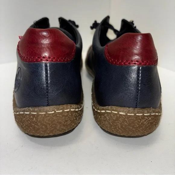 Rieker Liv 61 (L7561) sneakers in navy blue, red, and brown color block - Picture 4 of 11
